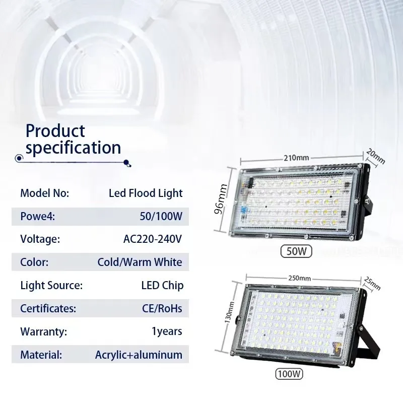 DC 12V 24V AC 100-277V Projector Bulb Floodlight Reflector Lamp 30W 50w 80w 100w 150w 200w 300w Flood Light Led Outdoor IP65