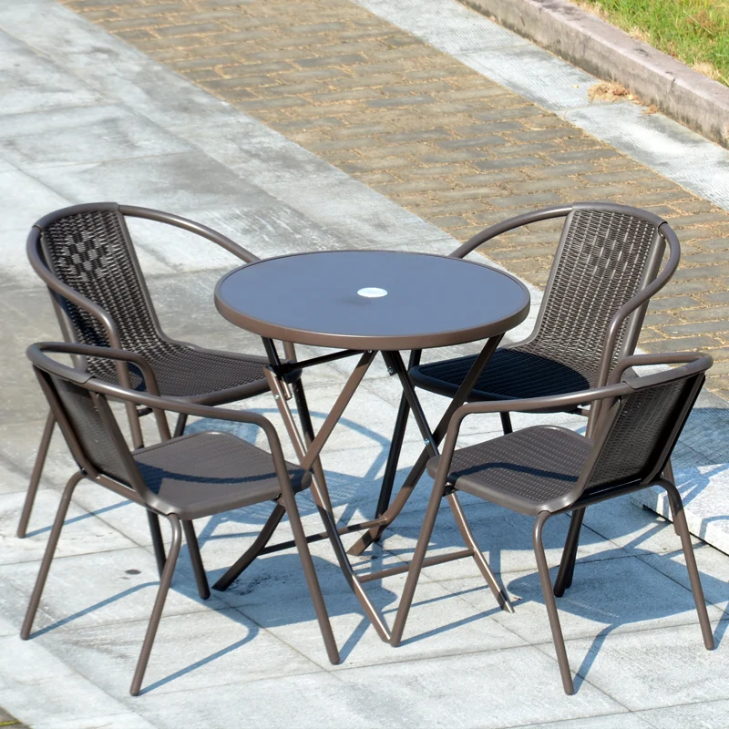 Multifunctional Outdoor Dining Set Folding Plastic Patio Table and Chair for Restaurant Park Hotel Made in China