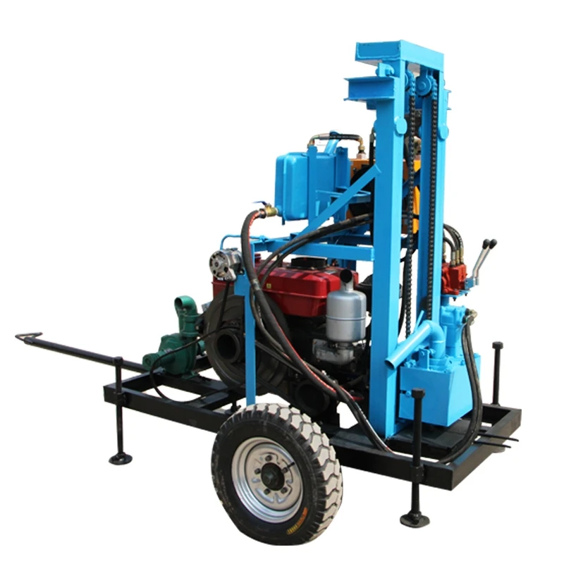 Mini Water Well Drilling Rig Machine 180m Small Borehole with Two Wheels  for Digging Water Well Borehole Drilling Rig Equipment