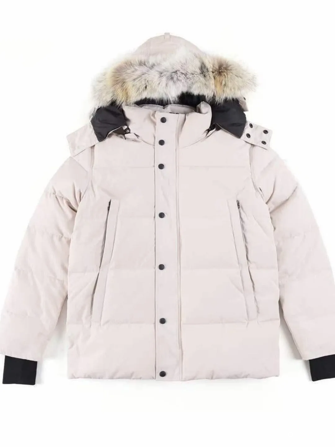 Оригинальное качество пуховик в гусином стиле зимний теплый пушистый длинный капюшон с бисерным принтом толстый канадский волчий волос повседневный джинсовый