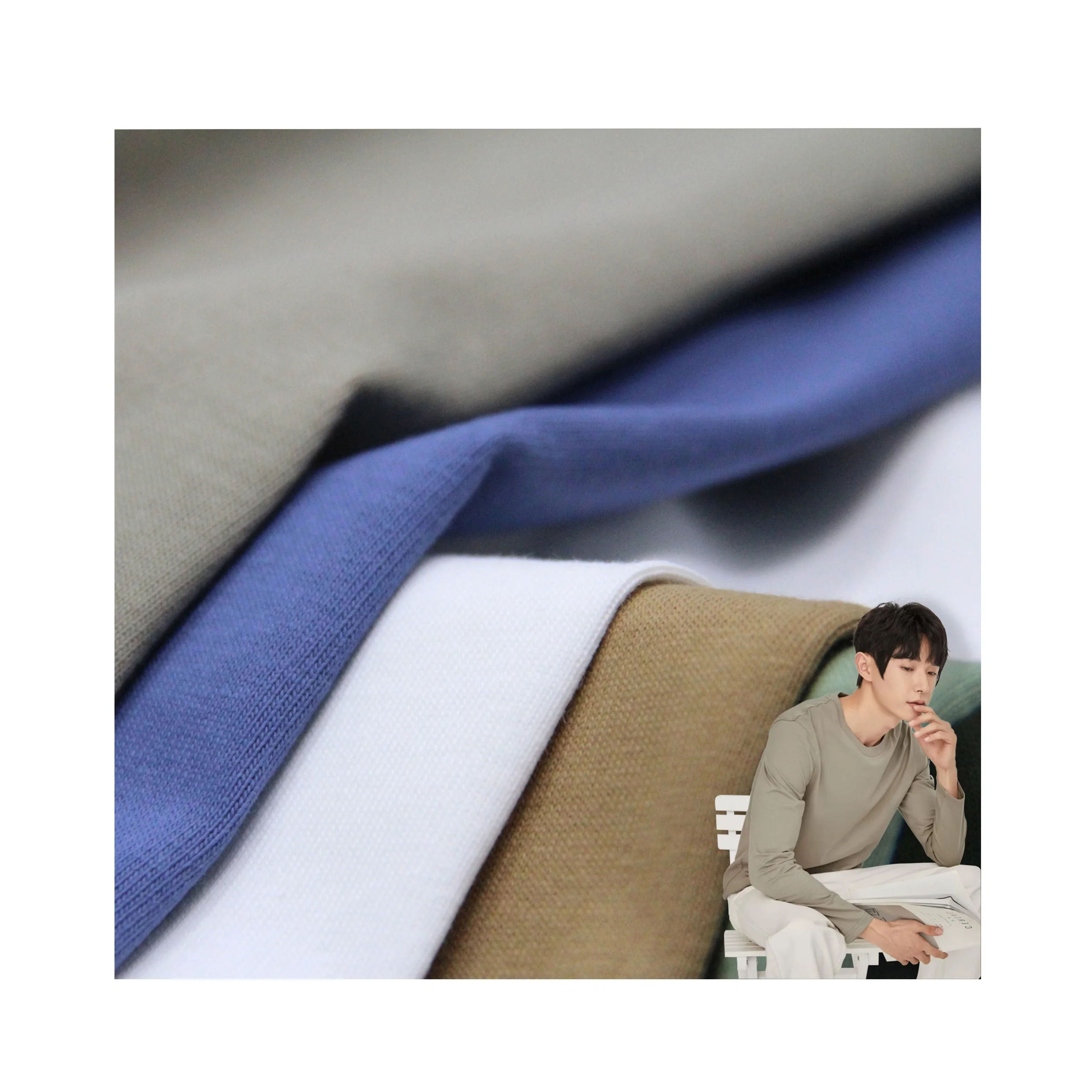 Factory Direct Supply Long Pile Cotton Plain Jersey 240gsm 100 Cotton Fabrics For T shirt Long Sleeve Shirt