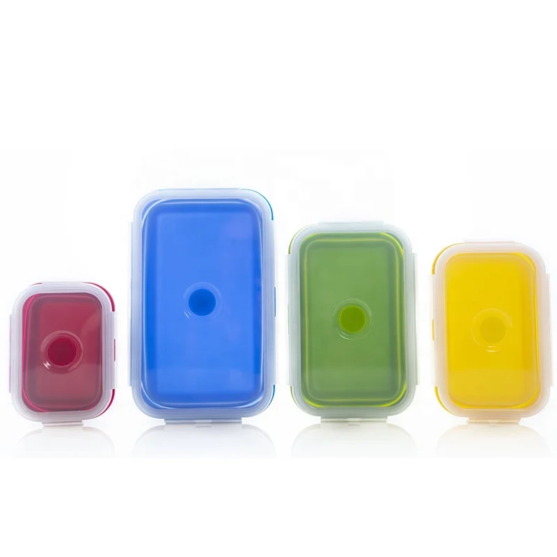 Hot selling wholesale 500ml 800ml 1200ml collapsible silicone lunch box logo silicone container