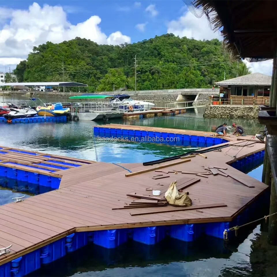 
Marina floating dock metal structure with decking of WPC or hard wood or vinyl panel or grating 