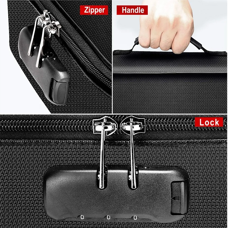 Fireproof Document Bag File Organizer Bag Home Office Travel Safe Bag with Lock