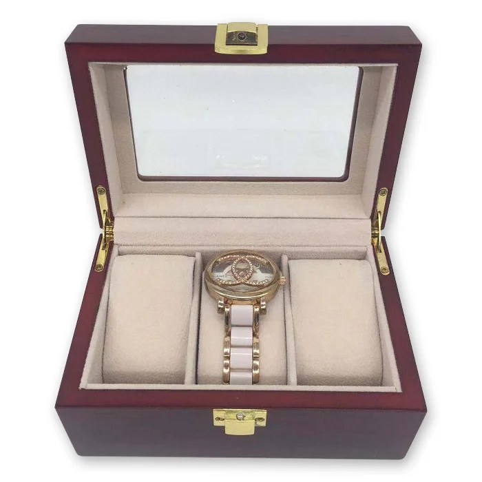 Factory Custom Luxury Light Red Paint Wood Watch Box