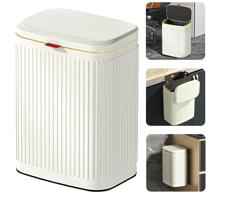 Kitchen Compost Bin Hanging Trash Can with Lid, Stainless Steel Trash Can Compost Bin Wall-Mount Indoor Kitchen Trash Bin