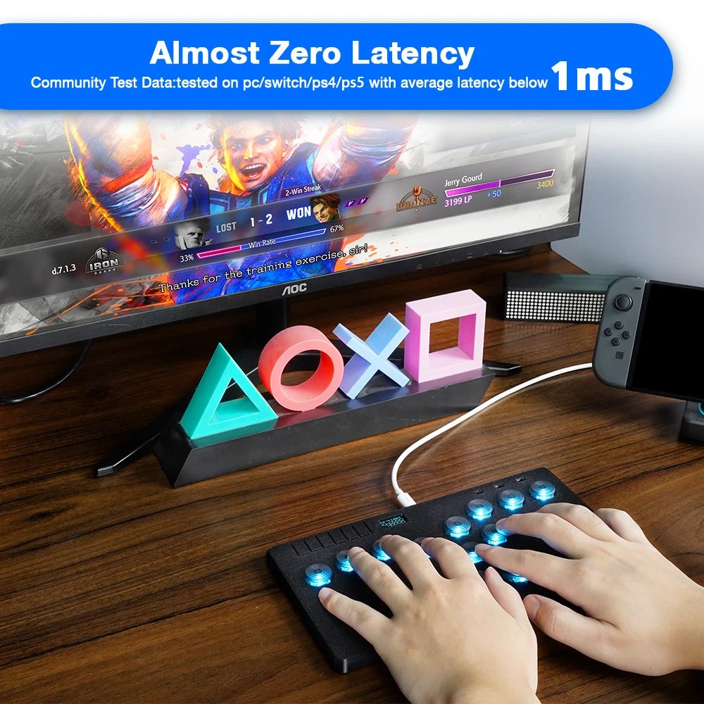 Flatbox Ultra Hitbox Arcade Stick For P5 Mini hitbox Game Fight Stick Gamepad For PC/P4/P3/Switch