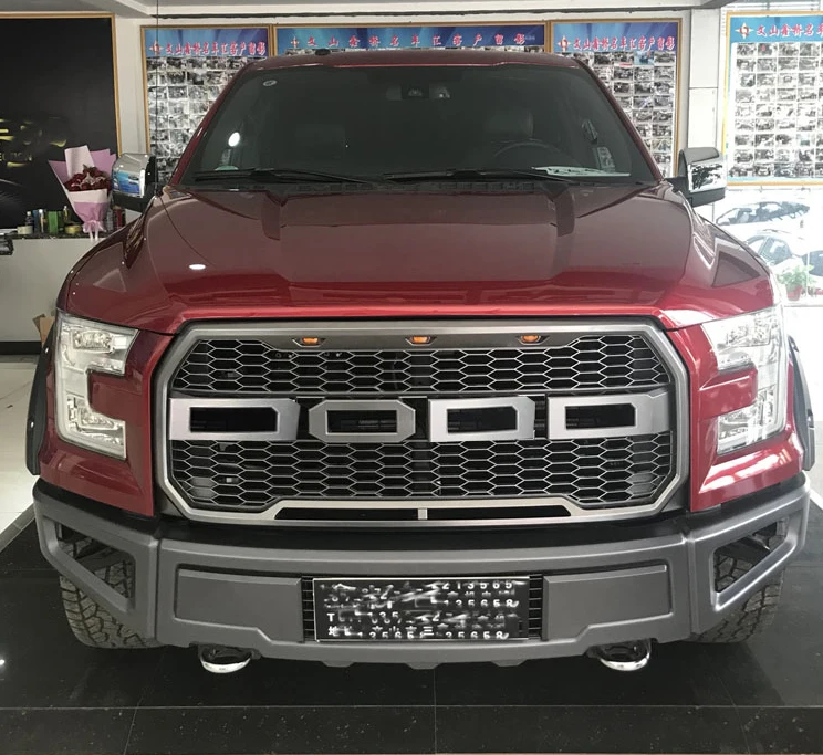 Раптор Стильная черная сменная сетчатая решетка радиатора + Корпус + белая светодиодная подсветка подходит для Ford F150 2015 2016 2017