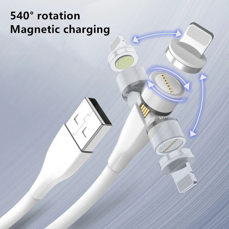  Лидер продаж usb-кабель 3 в 1 с поворотом на 540 градусов Micro/8pin/Type C 3A магнитный кабель для быстрой зарядки мобильного