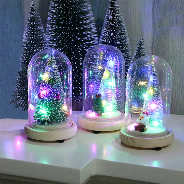 Mini Christmas Tree Glass Cover christmas tree lighting Christmas gift