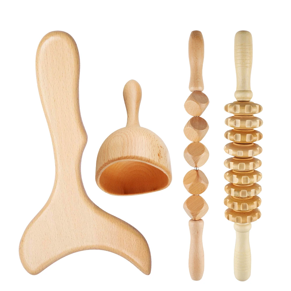 Body Sculpting Wooden Massage Tools Rolling Stick Maderotherapy Colombian Wood Therapy Kit Maderoterapia Wood Therapy Tools Set