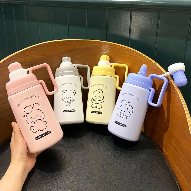 800ml  Portable Jug Stainless steel Fitness Water bottle With Big Handle Customized Logo Water Bottle Outdoor