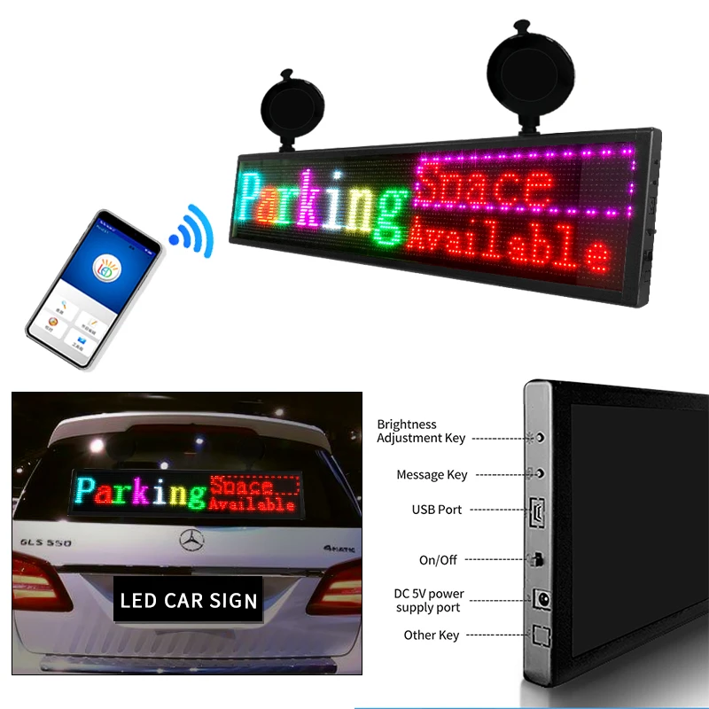 SMD P5 RGB WiFi программируемый светодиодный экран для вывески Автомобильный дисплей движущийся текст автобус доска назначения светодиодное окно рекламный