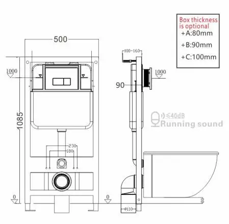 Dual Flush Concealed Water Tank Wall Hung Fashionable Bathroom Water Tank Space-Saving Built-In plumbing fixtures