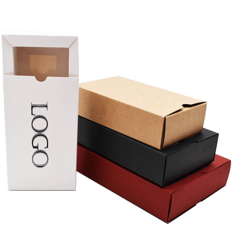 Macaron transparent PVC window-opening box Kraft paper drawer box Baked biscuit moon marcaron cake food packaging box