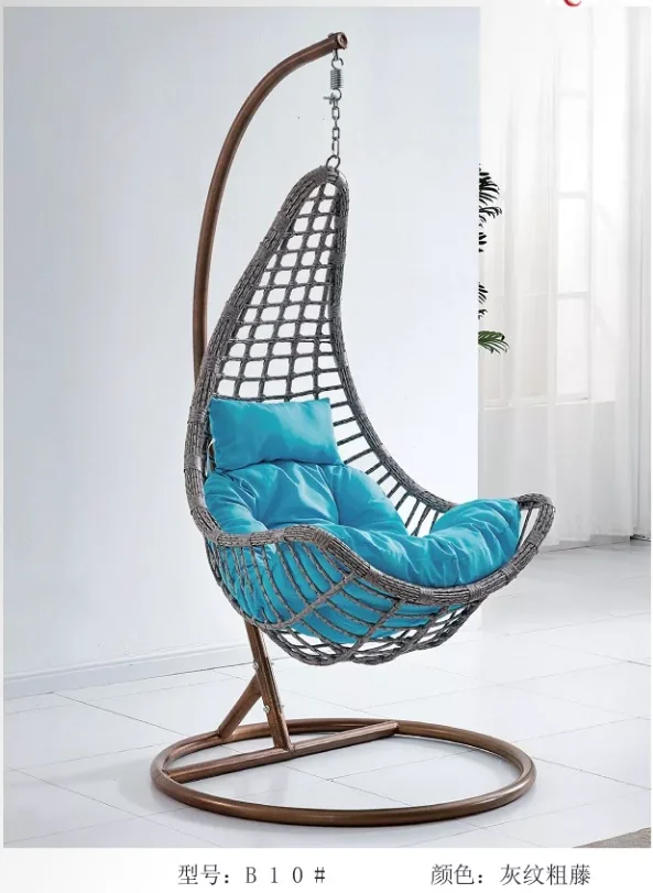 Wholesale Hanging Egg Chair Swing with Steel Stand Set - All Weather Construction - Wicker Rattan Swing