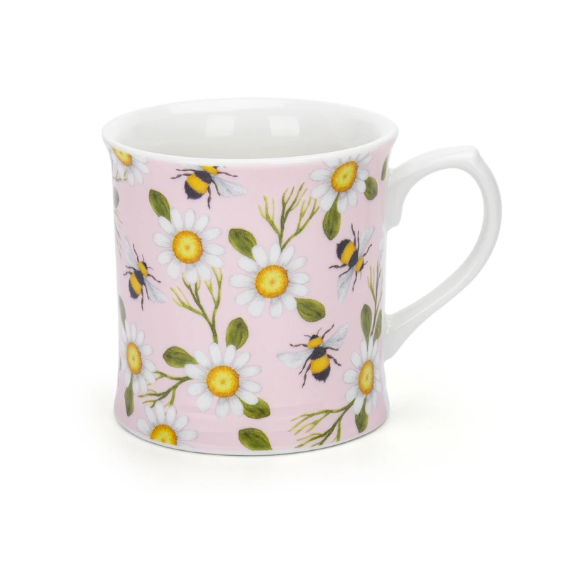 manufacturer garden flora bee and butterfly color glaze clay ceramic coffee mug with handle