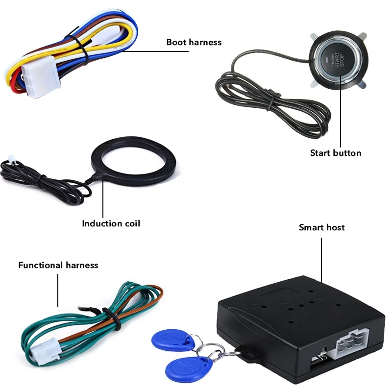 12V Universal  Dark Lock Alarm Car One Button Start Modification System -1