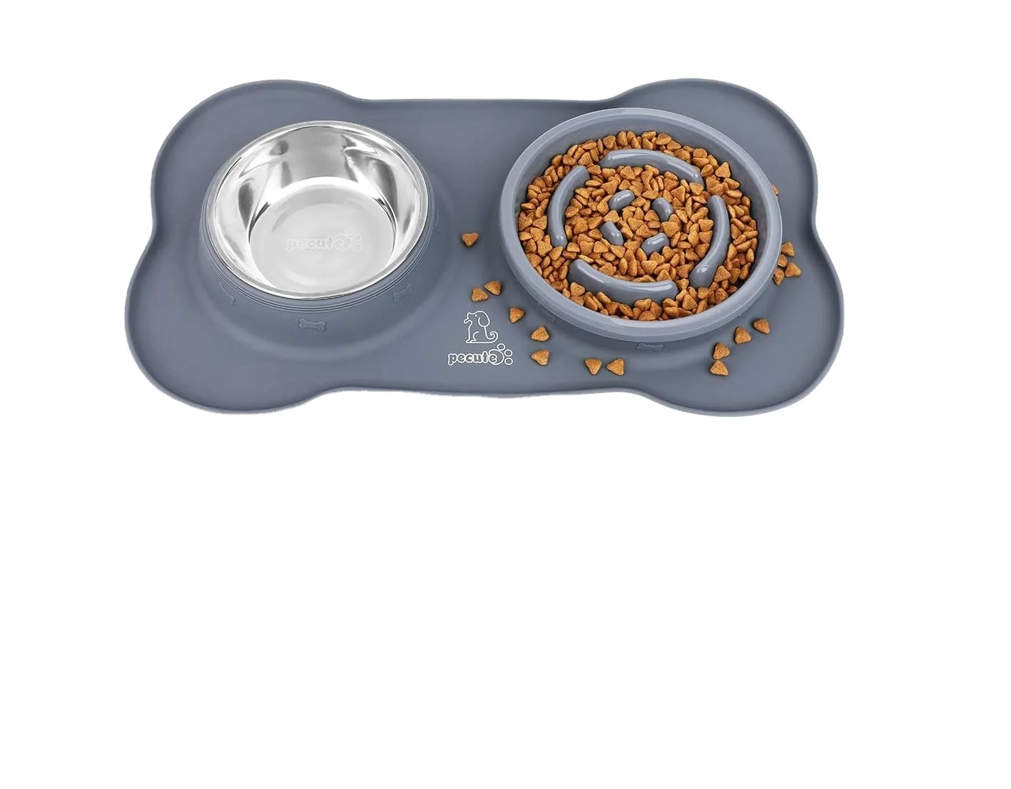 
Slow Feeder Bloat Stop Pet Bowl Eco-Friendly Non-Toxic Healthy Design Bowl with No-Spill Non-Skid Silicone Mat Stainless Steel 