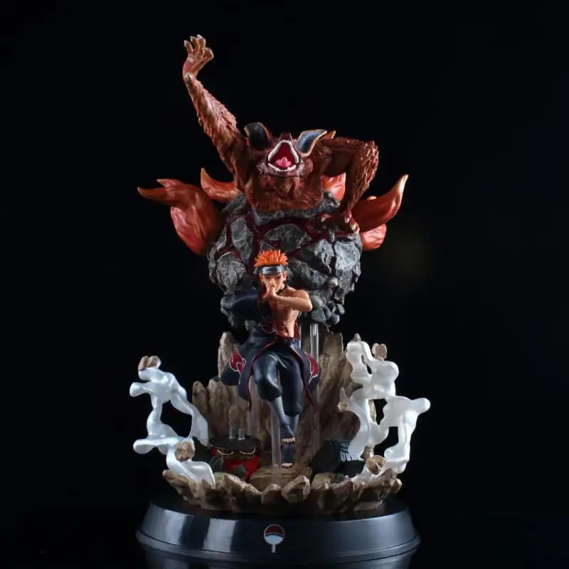 GK 45CM anime Nine Tails Pain action figure Seven colors glow PVC model toy for gifts