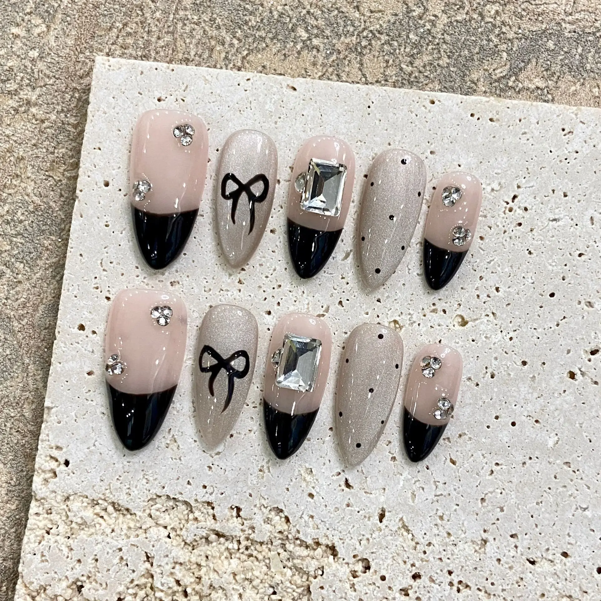 Wholesale 10pcs Press on nails French gel nail tips Artificial Nail Free-Design DIY easy for beginner