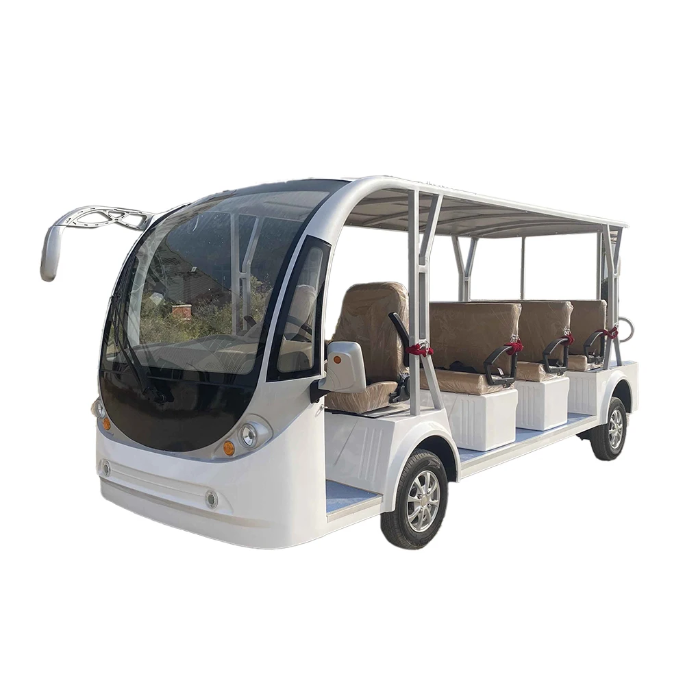 High quality street legal electric tour shuttle 75V with 14 seats sightseeing bus on sale