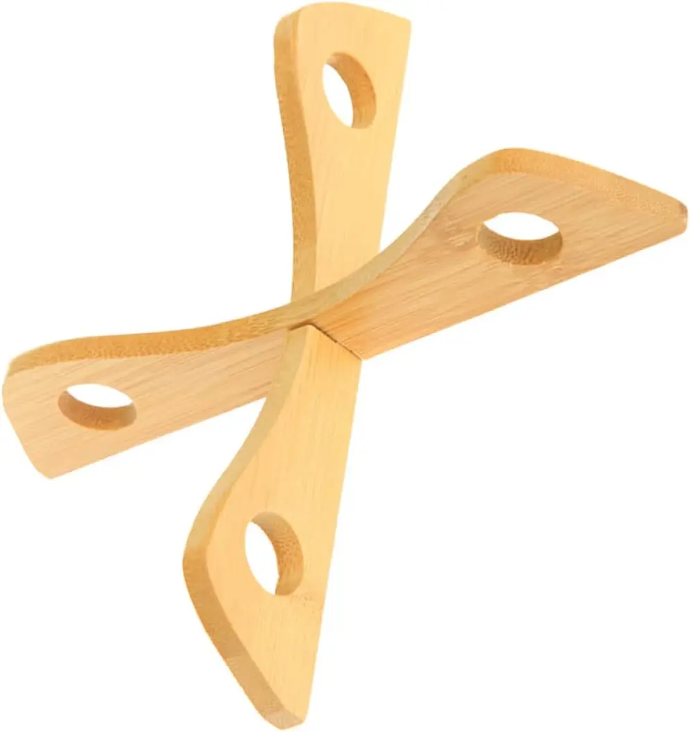 Бамбуковый коврик из термостойкого бамбука с складным крестом компактный нескользящий многоцелевой цельного дерева