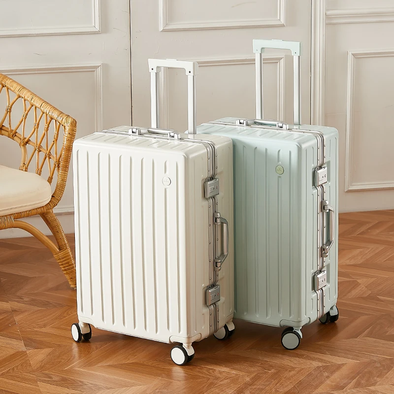 Unisex Luxury ABS Fabric Aluminum Alloy Trolley Spinner Caster Smart Travel Bag with TSA Lock Cabin Size Luggage Computer Unisex