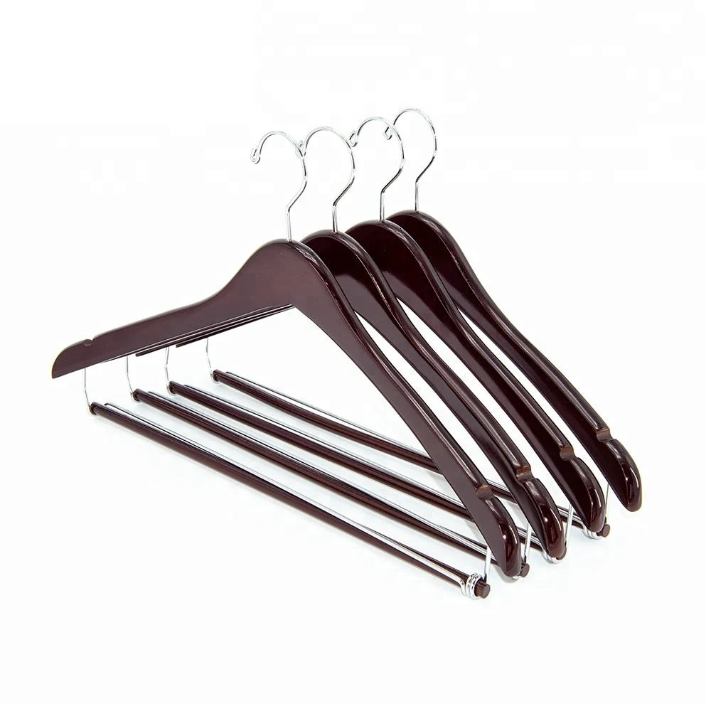 custom logo cloths clothing pants shirt solid wood hangers men suit coat luxury non slip black white wooden hangers for clothes