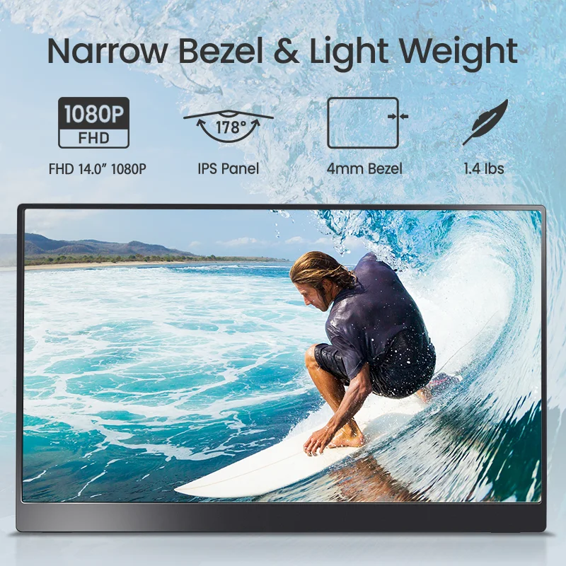 Arzopa Dropship Monitores Para PC Cheap 14 Inch Triple Screen Display 1080P Price Gaming LCD Portable Monitors for Laptop