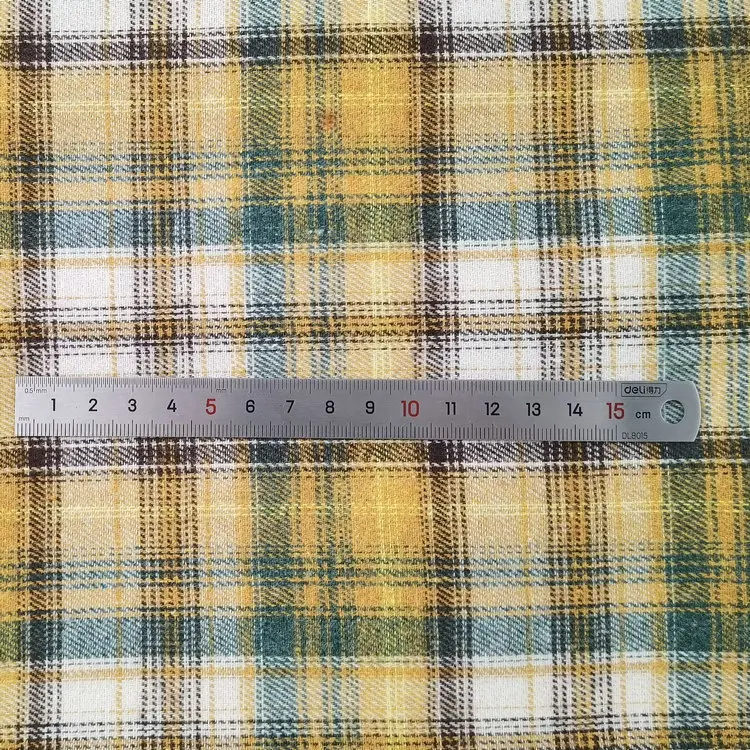 Polyester cotton yarn dyed tartan peach sanded flannel high quality plaid shirt fabric