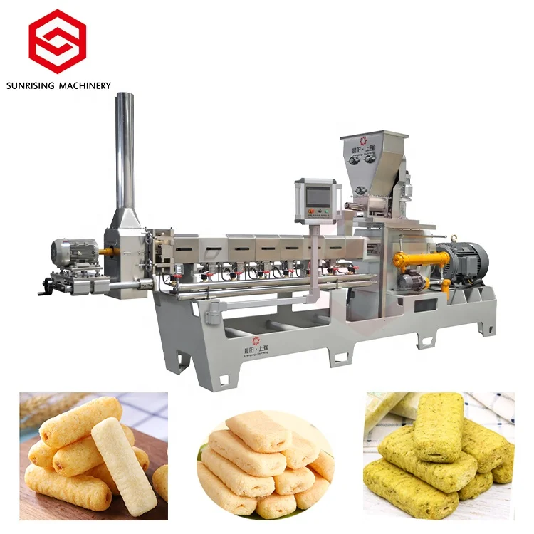 Automatic inflating sweet industrial puffed production line core filled snack food making machine