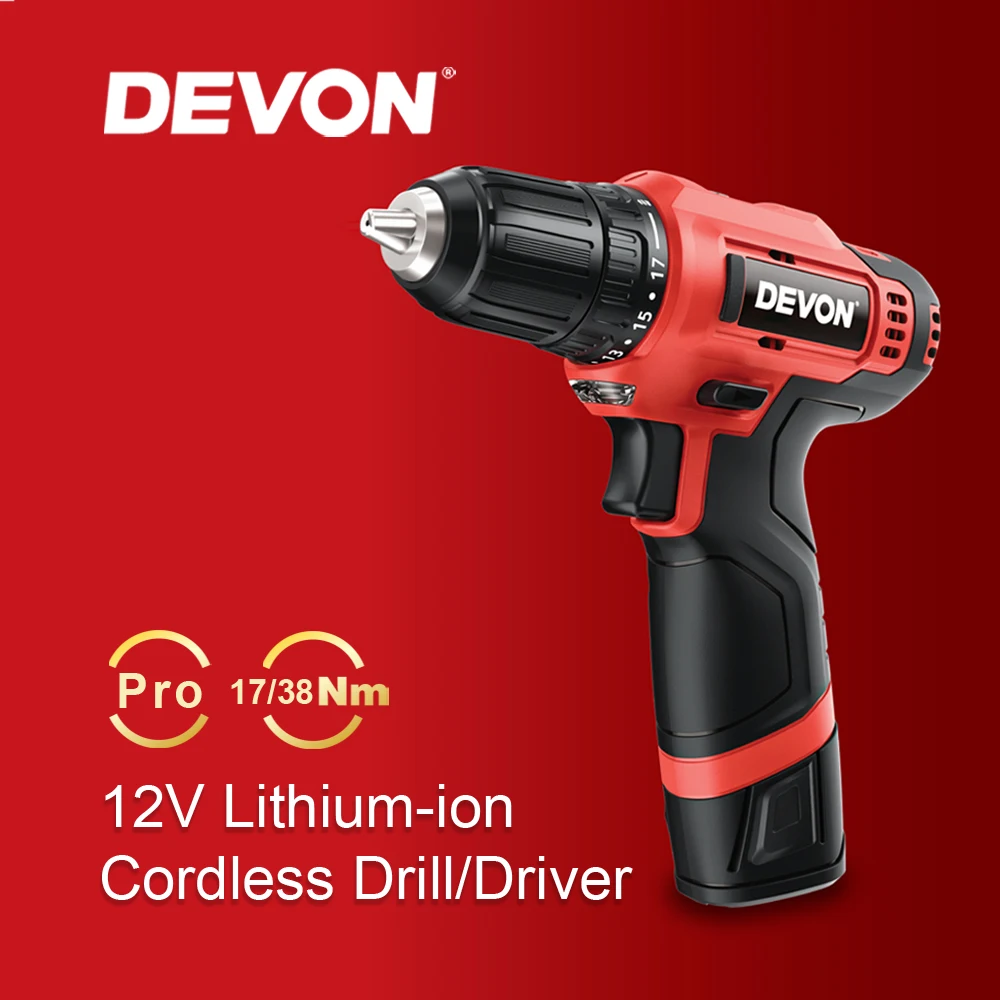 DEVON 5268 Guaranteed Quality Unique 12v Lithium-ion Cordless Driver And Drill Pile with 2.0AH Battery and Charger
