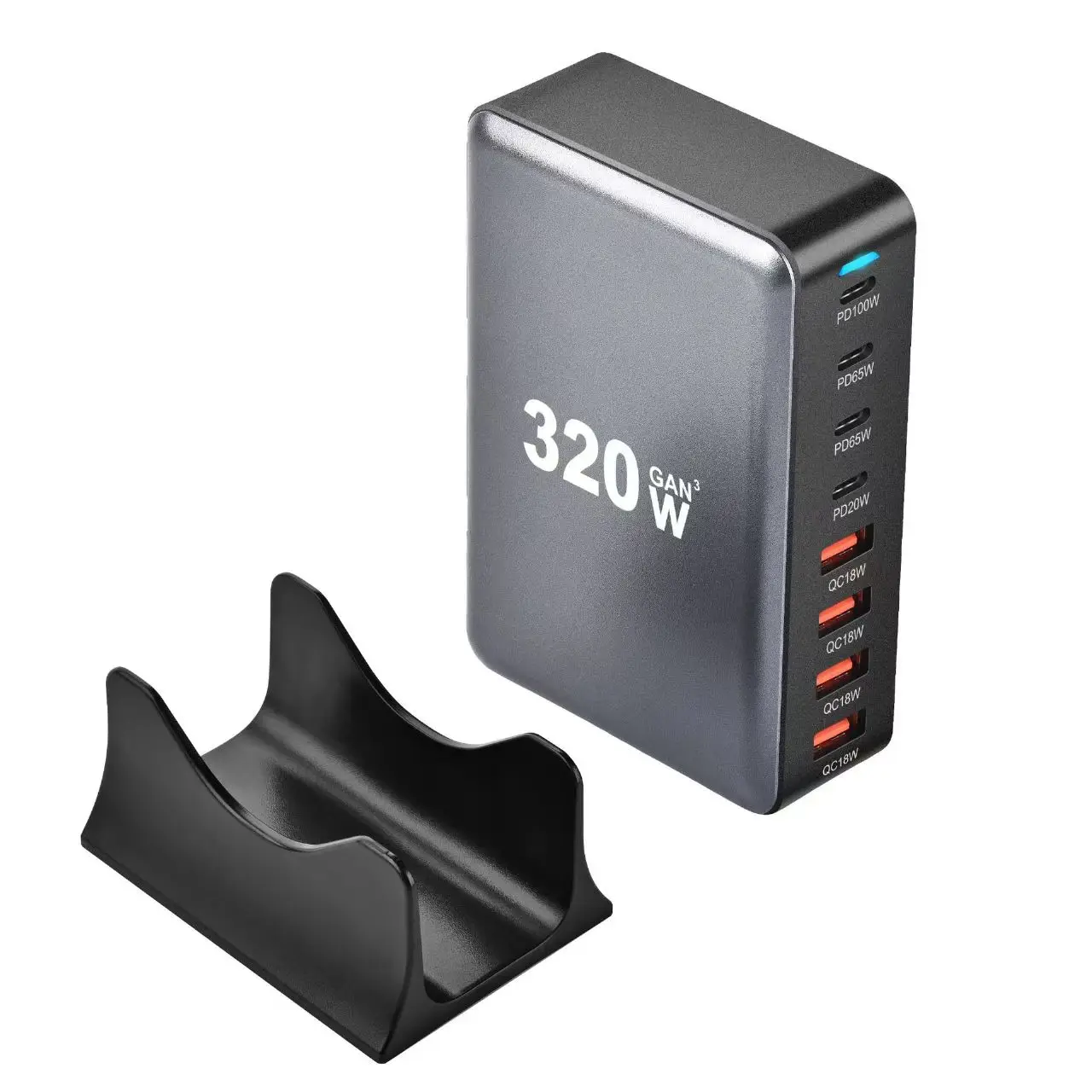 Быстрое зарядное устройство GaN 320 Вт USB C 8-портовая зарядная станция 100 PD PPS порт быстрой зарядки настенное для ноутбука