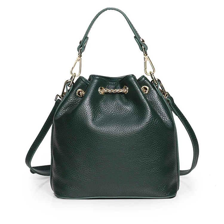 2021 New Style Bucket Bag Genuine Leather Ladies Bag fashion  Handling System with Drawstring Hasp Cross-body Handbag for Women