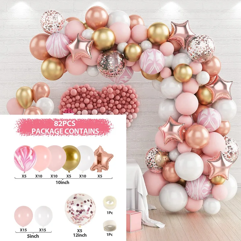 wholesale metal balloon arch pink garland happy birthday balloons set valentines day gift balloons set kit party decoration