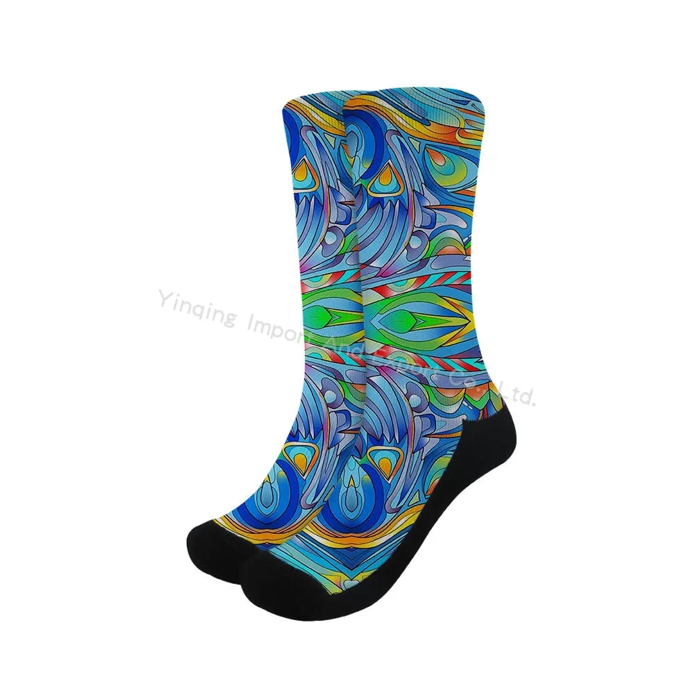 Custom Design Digital 3D Print Polyester Blank Socks Sublimation Printing Sports Crew White Socks