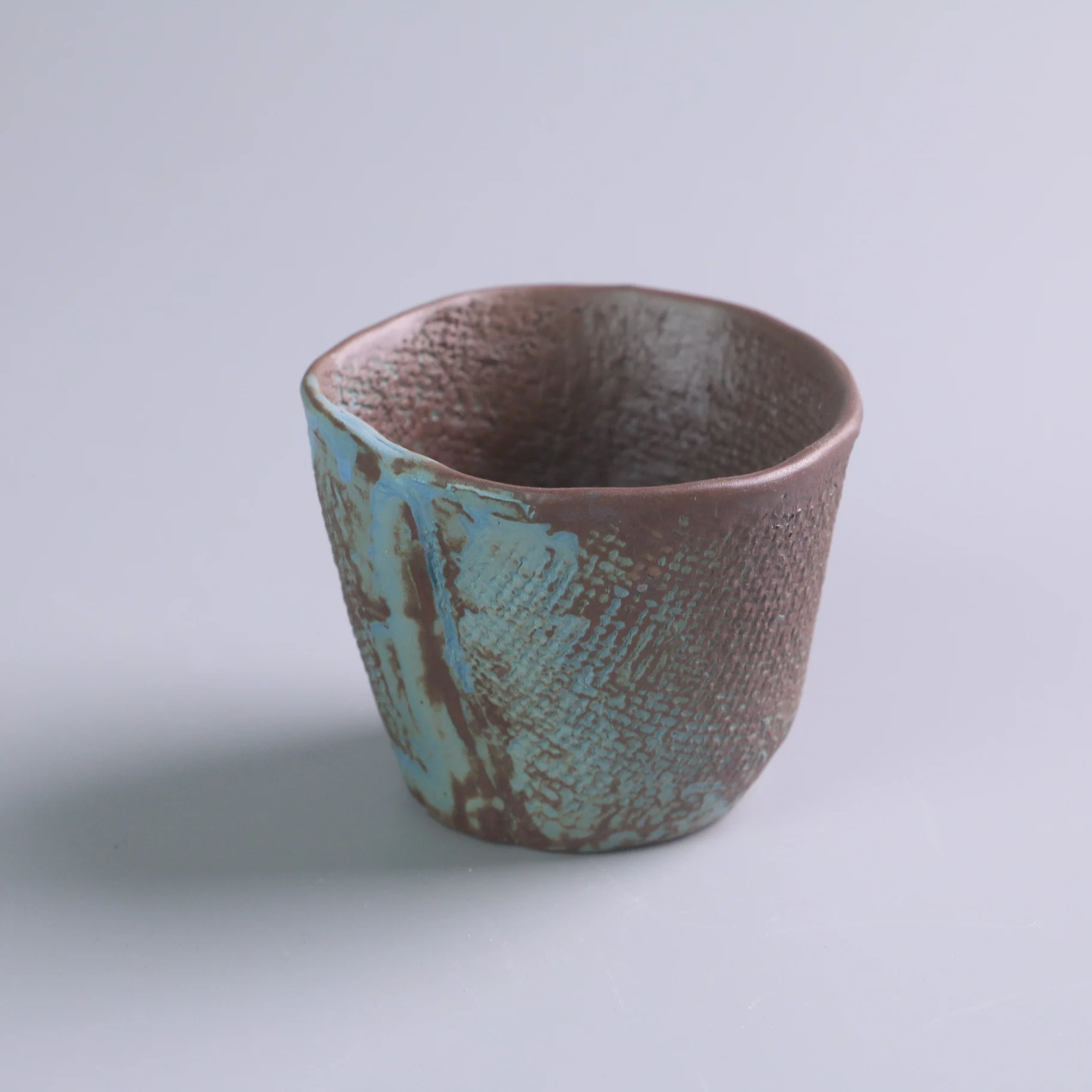 Nordic Style Drinkware Blue 4.4oz Ceramic Coffee Mug fabric Clay Cup Special Shape Milk Cafe Restaurant Dinner without Handle