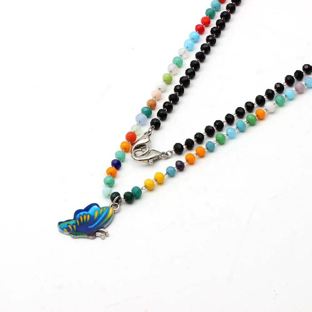 Fashion Women 2 Layers Seed Beads Eyeglass Chains Pearl Holder Necklace 2 Layer Beaded Masking Lanyard Strap Face Chain Necklace