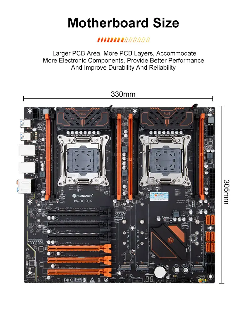 HUANANZHI 4 Channels X99-F8D PLUS Motherboard Support Xeon E5 DDR4 Memory Socket LGA 2011-3 desktop motherboard