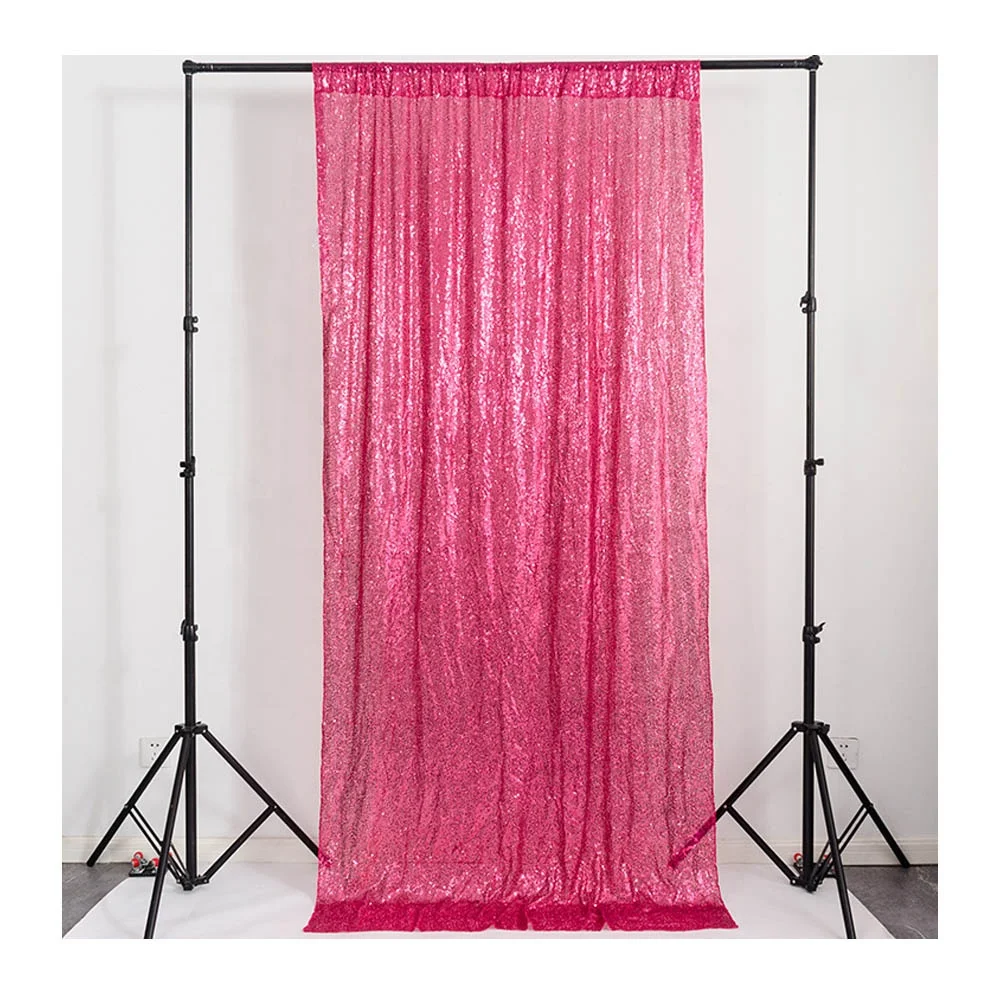 Wedding Party Decoration Supplies Large Metallic Silver Gold Red Black Champagne White Sequin Backdrop Curtain For Event Party