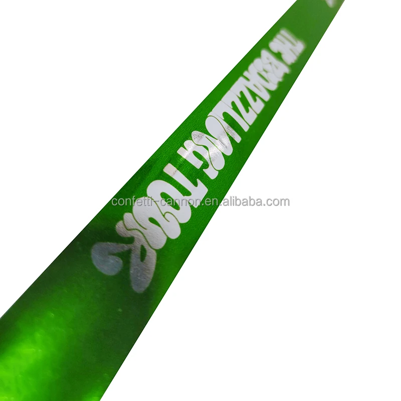 Green metallic streamer custom for concert mylar streamer 3cm*10m print worlds on confetti