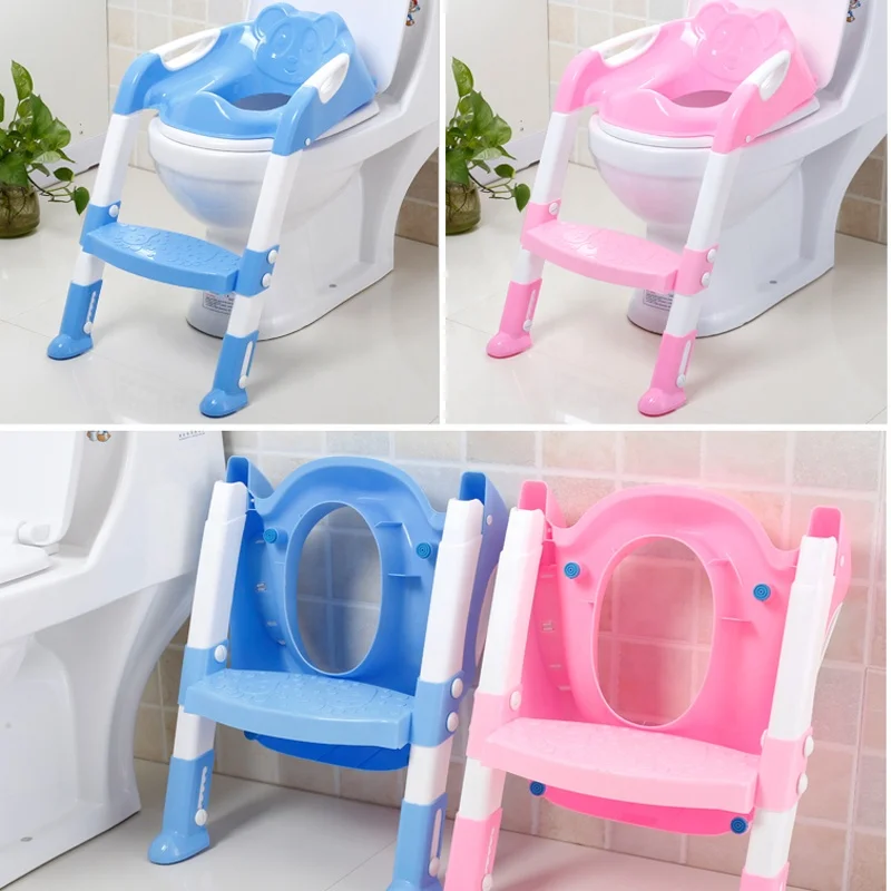 Adjustable Height Feet Step and Baby Potty Seat Ladder Kids Folding Potties Children Toilet Training stand step