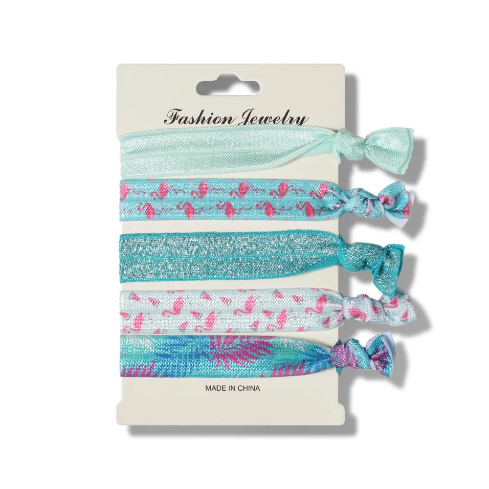 Summer colorful non crease elastic hair band ponytail holder foe rubber band custom print hair ties bracelet accessories