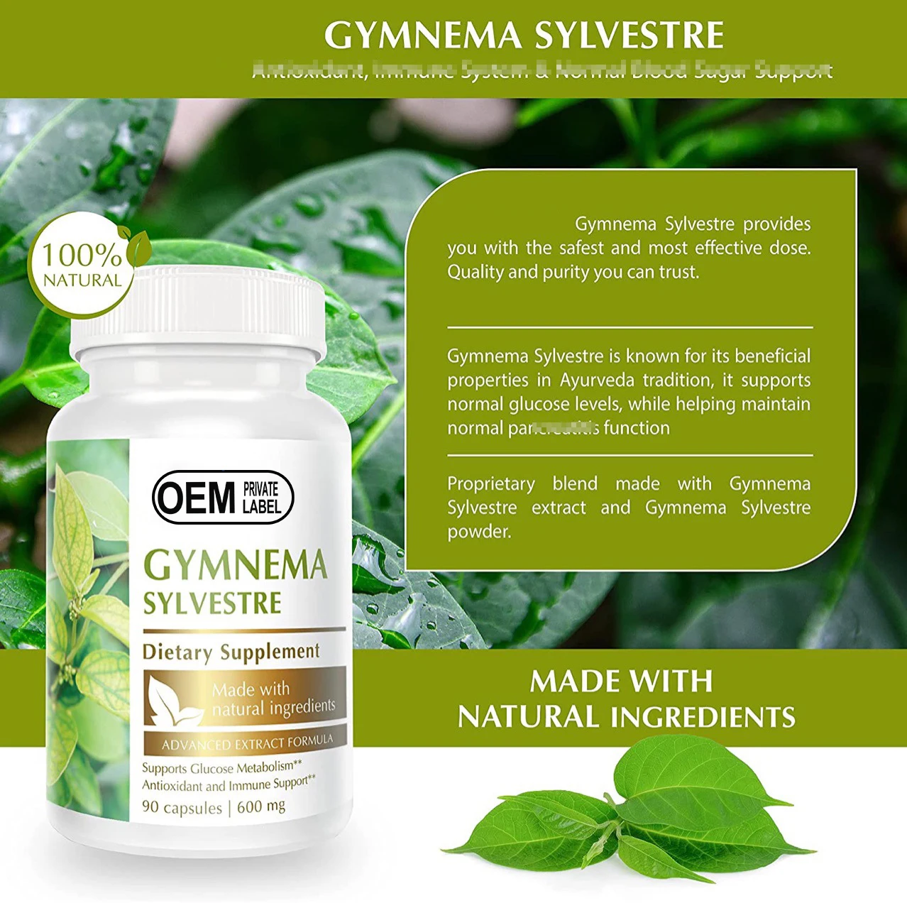 Натуральный экстракт Gymnema Sylvestre 600 мг капсулы для взрослых