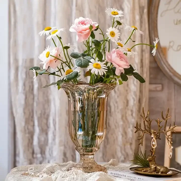 Glass Vase Decor Glass Flower Vase Luxury Vase European-style Crystal for Flowers Art Deco Christmas Modern Picture 18CM*27.5CM