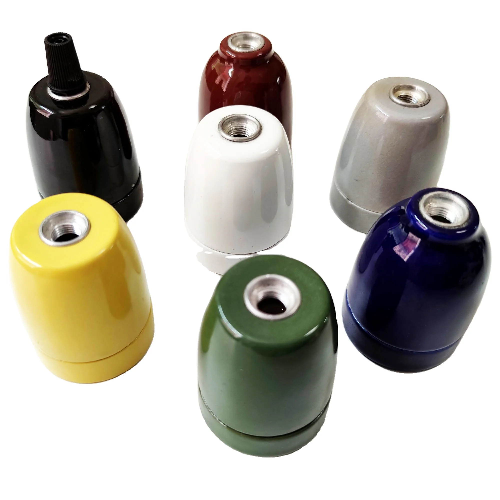 New design colorful porcelain socket ceramic lamp holder E27 E26 for edison bulb
