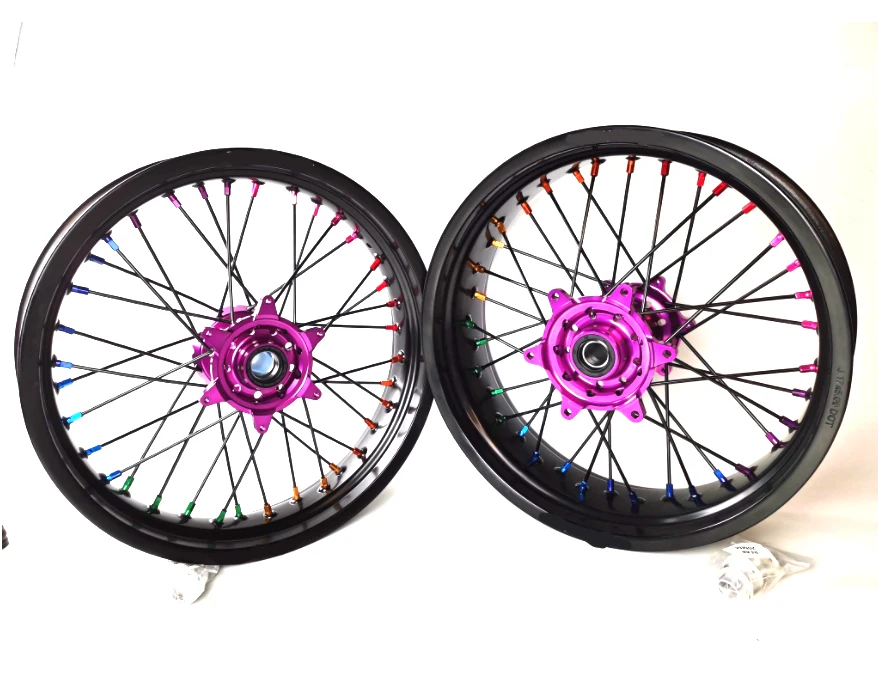 17 Inch Super Motard wheels with Titanium rainbow Wheel hubs for KTM EXC SXF 250