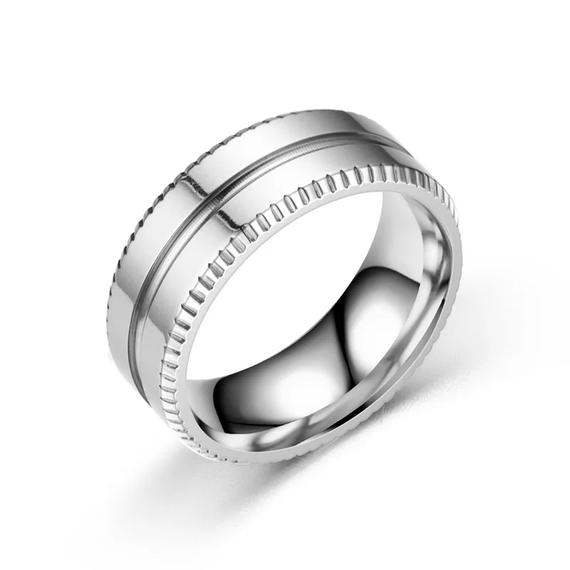New Arrival  Romantic Engagement Couple Ring Cool Creative gear 6mm 8mm Wedding Band Stainless Steel Ring