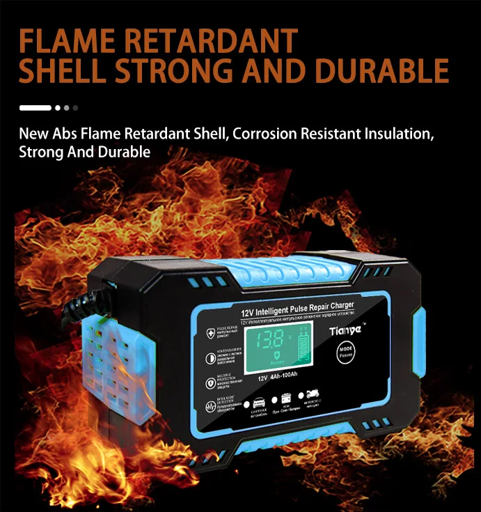 6A Intelligent Smart Charging Car Motorcycle Battery Charger 12V 24V For Auto Moto Lead Acid AGM Gel VRLA Digital LCD Display